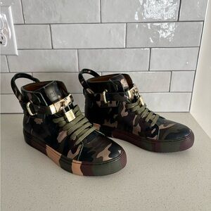 Buscemi Green and Brown Camouflage Sneakers